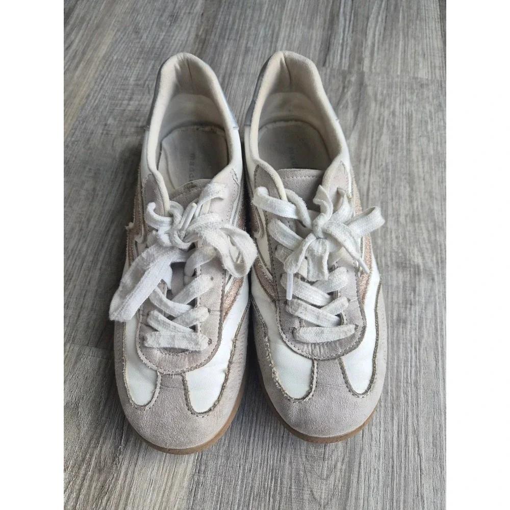 Madden Girl MKEENAR Kids Sneakers White Multi Rose Gold Lightning Bolt Size 5